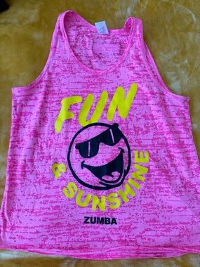 Zumba Fitness Pink and Yellow "Fun Sunshine" Graphic Tank